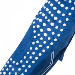 Pre Owned حذاء تودز فور فيراري  سويدي أبيض وأزرق وجلد مقاس 43.5