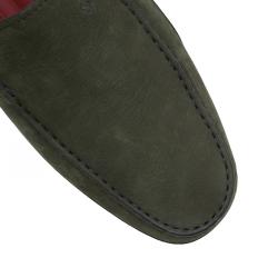 Pre Owned Tod's for Ferrari Military Green Camouflage Suede Loafers Size 44.5