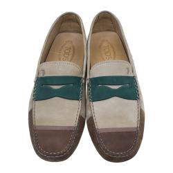 Pre Owned حذاء بيني لوفرز تودز سويدي ثلاثي اللون مقاس 43.5