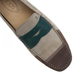 Pre Owned حذاء بيني لوفرز تودز سويدي ثلاثي اللون مقاس 43.5