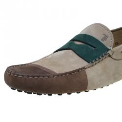 Pre Owned حذاء بيني لوفرز تودز سويدي ثلاثي اللون مقاس 43.5