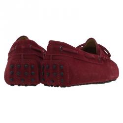 Pre Owned Tod's Red Suede Bow Loafers Size 44