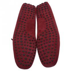 Pre Owned Tod's Red Suede Bow Loafers Size 44