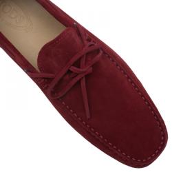 Pre Owned Tod's Red Suede Bow Loafers Size 44