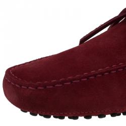 Pre Owned Tod's Red Suede Bow Loafers Size 44