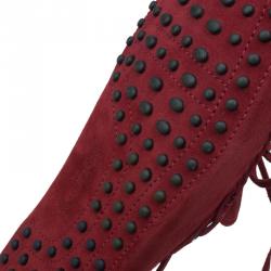 Pre Owned Tod's Red Suede Bow Loafers Size 44