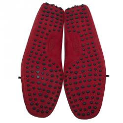 Pre Owned حذاء لوفرز تودز جلد أحمر بفيونكة مقاس 43