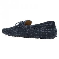 Pre Owned Tod's Grey Printed Suede Bow Loafers Size 45 