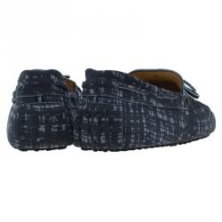 Pre Owned Tod's Grey Printed Suede Bow Loafers Size 45 