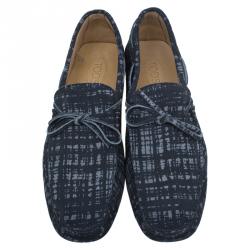 Pre Owned Tod's Grey Printed Suede Bow Loafers Size 45 