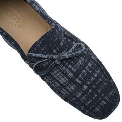 Pre Owned Tod's Grey Printed Suede Bow Loafers Size 45 