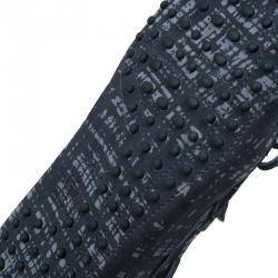 Pre Owned Tod's Grey Printed Suede Bow Loafers Size 45 