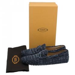 Pre Owned Tod's Grey Printed Suede Bow Loafers Size 45 