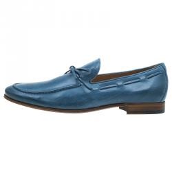 مملوكة مسبقًا حذاء لوفرز تودز بفيونكة جلد أزرق مقاس 43