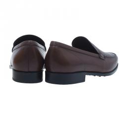 Pre Owned حذاء لوفرز تودز سليب أون جلد بني مقاس 42.5