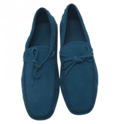 Tod's Blue Suede Bow Loafers Size 43.5
