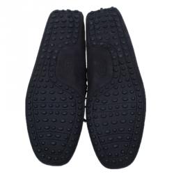 Pre Owned حذاء لوفرز تودز نوباك جلد أزرق داكن بفيونكة مقاس 41.5