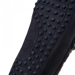 Pre Owned حذاء لوفرز تودز نوباك جلد أزرق داكن بفيونكة مقاس 41.5