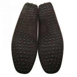 Pre Owned Tod's Dark Brown Suede Bow Loafers Size 46