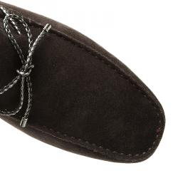 Pre Owned Tod's Dark Brown Suede Bow Loafers Size 46