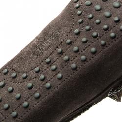 Pre Owned Tod's Dark Brown Suede Bow Loafers Size 46