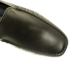 Pre Owned Tod's Dark Green Leather Moccassin Clogs Size 43.5