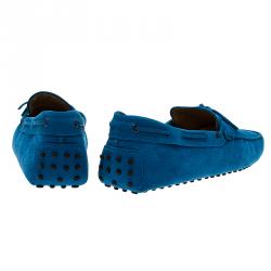 Pre Owned Tod's Blue Leather Bow Loafers Size 46.5