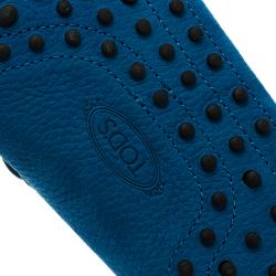 Pre Owned Tod's Blue Leather Bow Loafers Size 46.5