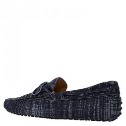 Pre Owned حذاء لوفرز تودز سويدي رصاصي مطبوع بفيونكة مقاس 42.5