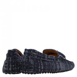 Pre Owned حذاء لوفرز تودز سويدي رصاصي مطبوع بفيونكة مقاس 42.5