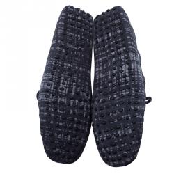 Pre Owned حذاء لوفرز تودز سويدي رصاصي مطبوع بفيونكة مقاس 42.5