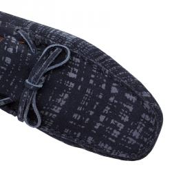 Pre Owned حذاء لوفرز تودز سويدي رصاصي مطبوع بفيونكة مقاس 42.5