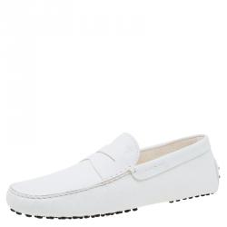 مملوكة مسبقًا Tod's White Leather Penny Loafers Size 44.5