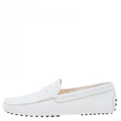مملوكة مسبقًا Tod's White Leather Penny Loafers Size 44.5