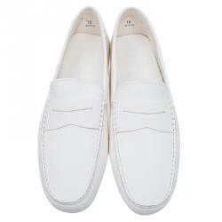 مملوكة مسبقًا Tod's White Leather Penny Loafers Size 44.5