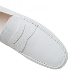 مملوكة مسبقًا Tod's White Leather Penny Loafers Size 44.5