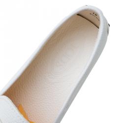 مملوكة مسبقًا Tod's White Leather Penny Loafers Size 44.5