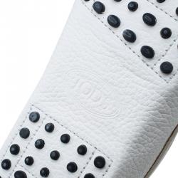 مملوكة مسبقًا Tod's White Leather Penny Loafers Size 44.5