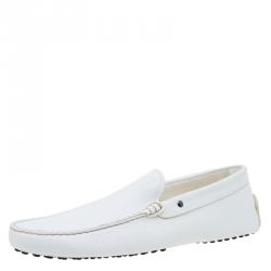 Pre Owned حذاء لوفرز تودز جلد أبيض مقاس 44