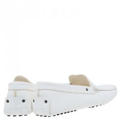 Pre Owned حذاء لوفرز تودز جلد أبيض مقاس 44