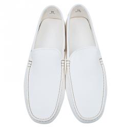 Pre Owned حذاء لوفرز تودز جلد أبيض مقاس 44