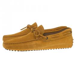 Pre Owned Tod's Mustard Yellow Suede Bow Loafers Size 42.5
