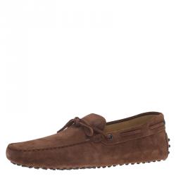 Pre Owned Tod's Brown Suede Bow Loafers Size 41.5