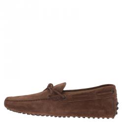 Pre Owned Tod's Brown Suede Bow Loafers Size 41.5