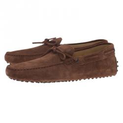 Pre Owned Tod's Brown Suede Bow Loafers Size 41.5