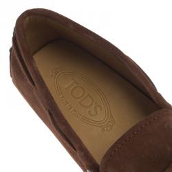 Pre Owned Tod's Brown Suede Bow Loafers Size 41.5