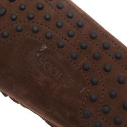 Pre Owned Tod's Brown Suede Bow Loafers Size 41.5