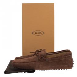 Pre Owned Tod's Brown Suede Bow Loafers Size 41.5
