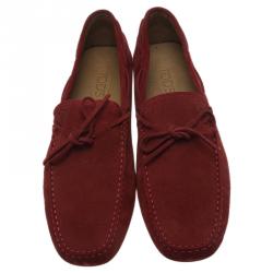 مملوكة مسبقًا Tod's Red Suede Bow Loafers Size 43