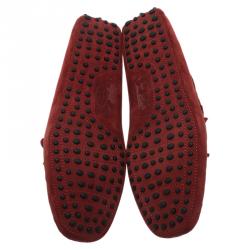 مملوكة مسبقًا Tod's Red Suede Bow Loafers Size 43